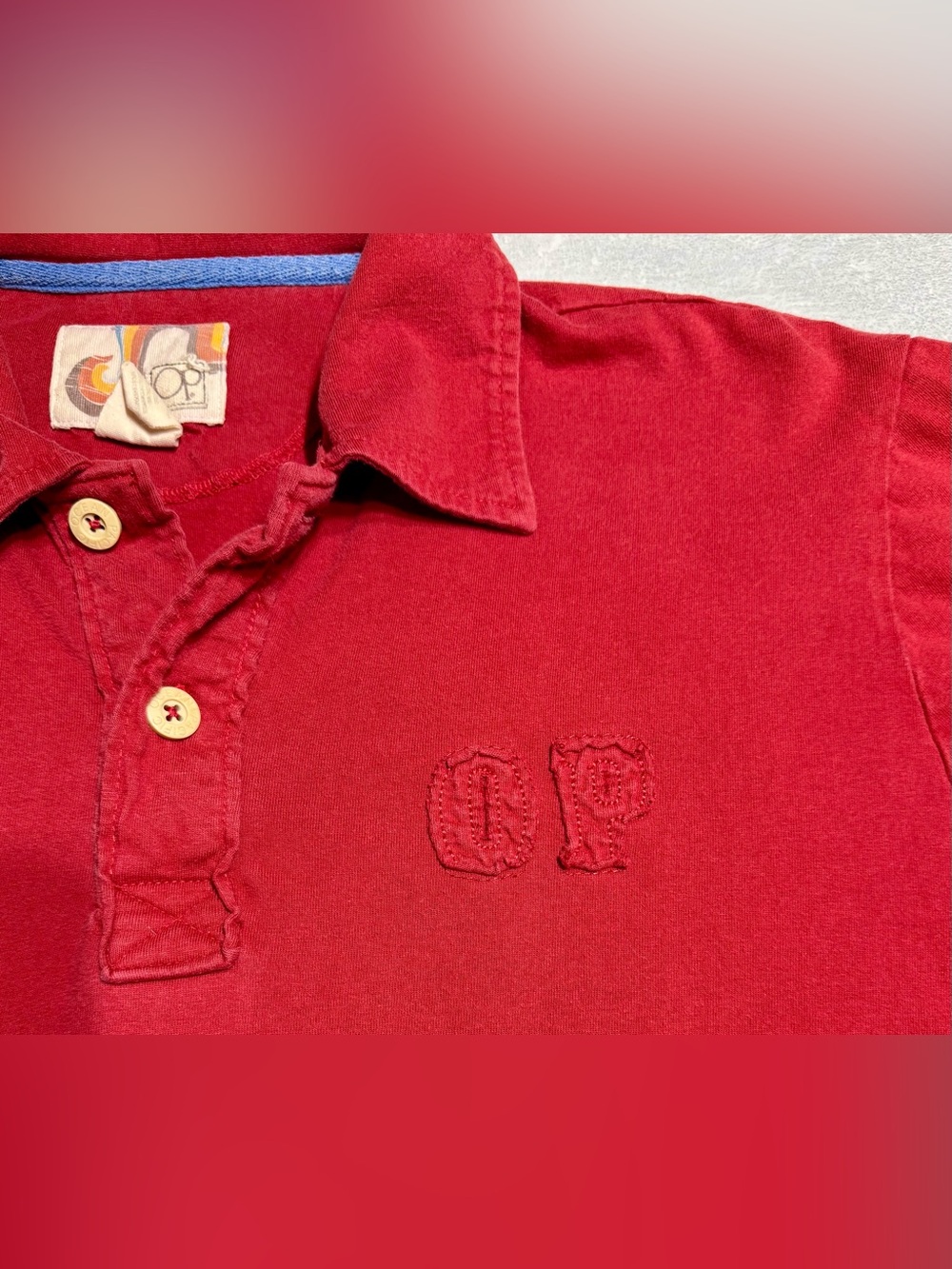OP L/G Red Solid Embroidered Logo Short Sleeve Polo Shirt Men